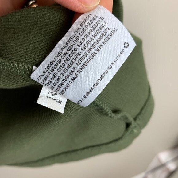 The Nines by Hatch Scoop Army Green Neck 3/4 Length Sleeve Ribbed Top Large - Picture 5 of 6